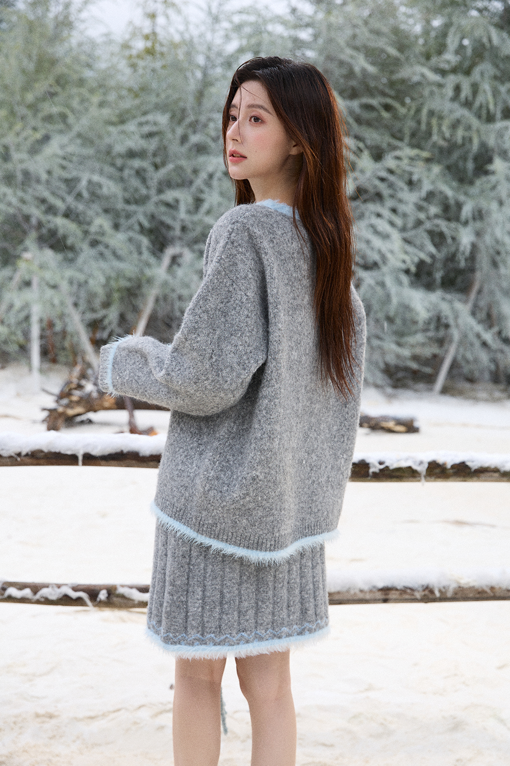Knit Shirt and Skirt Set for Women