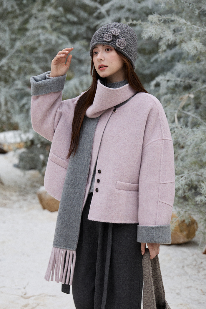 Woolen Coat+Scarf for Women