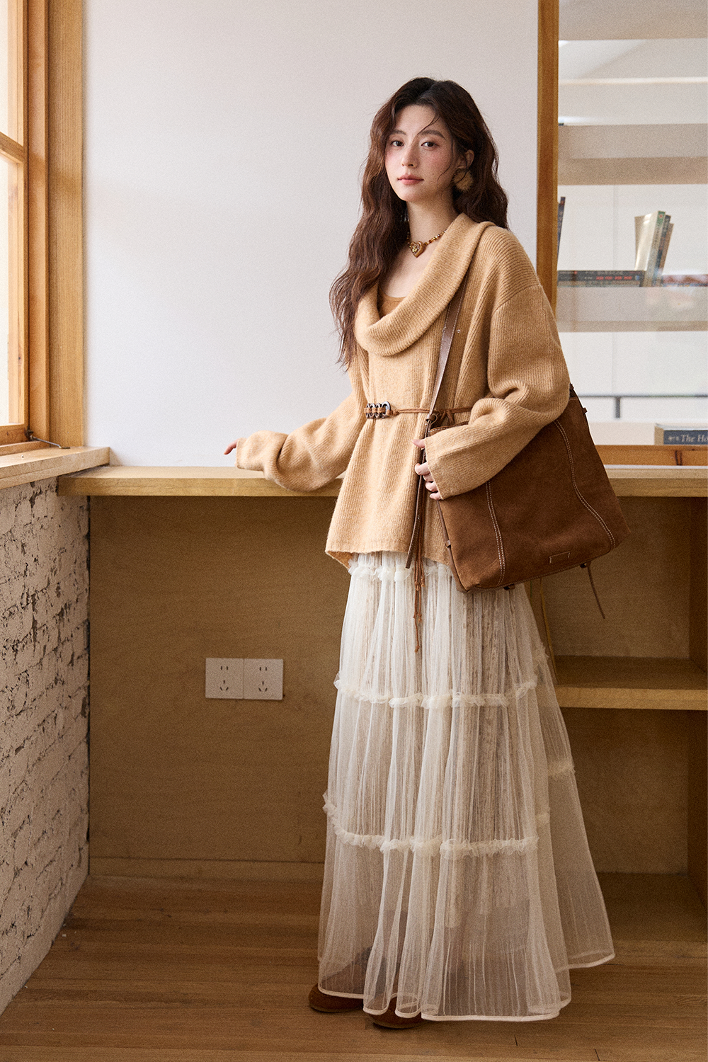 Knit Shirt+Camisole+Belt for Women