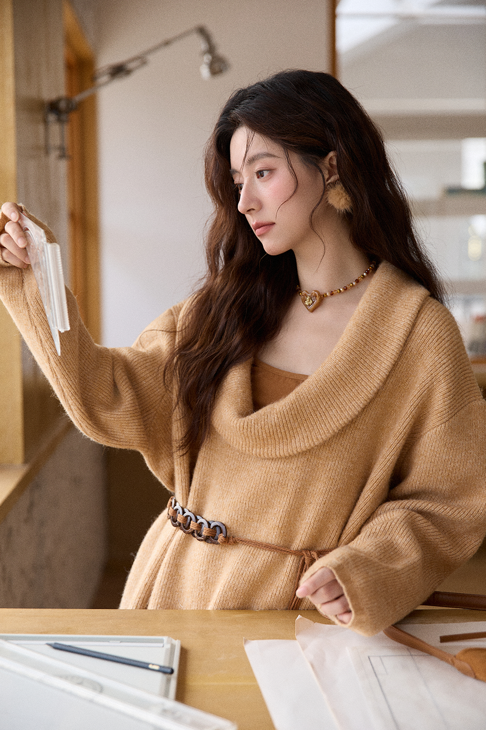 Knit Shirt+Camisole+Belt for Women