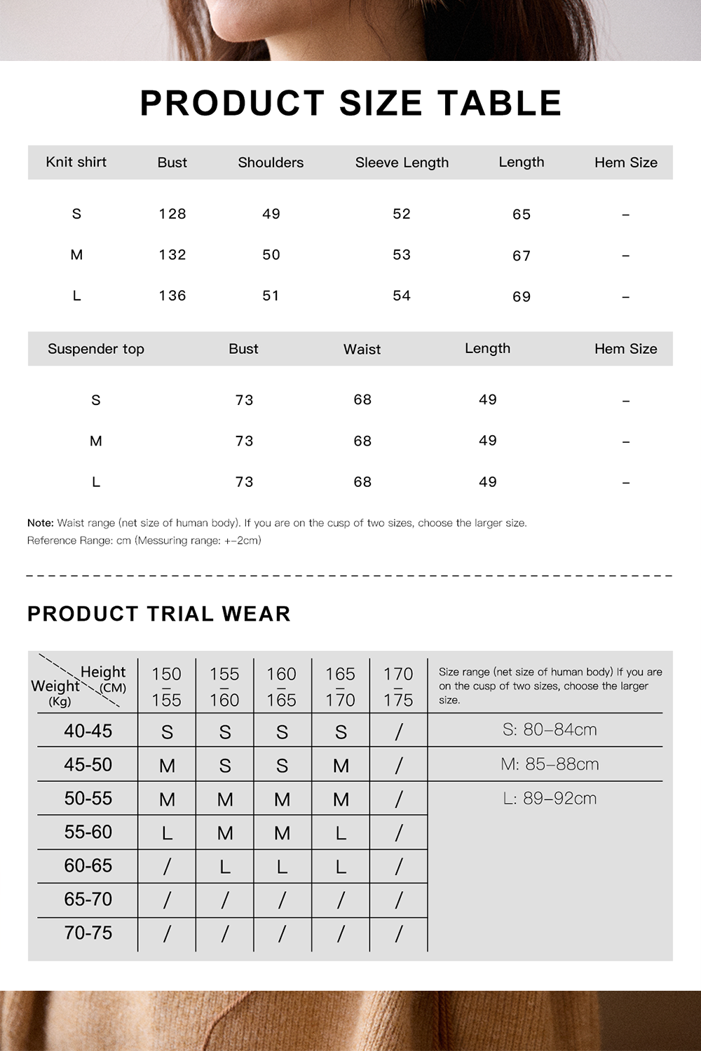 Knit Shirt+Camisole+Belt for Women