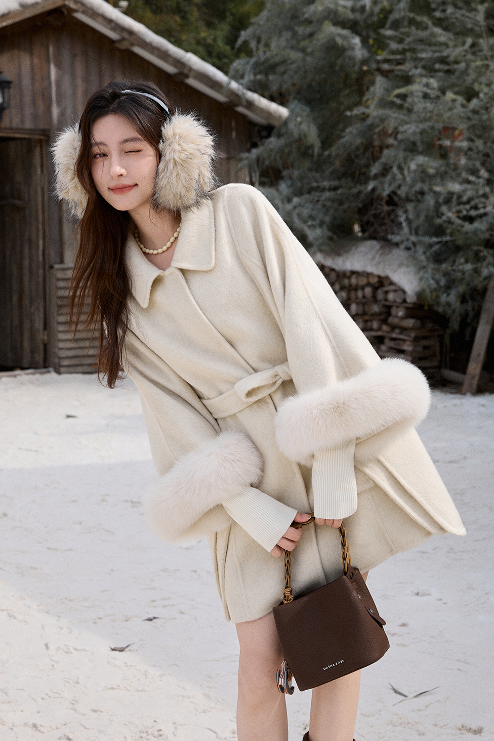 Woolen Coat+Belt for Women