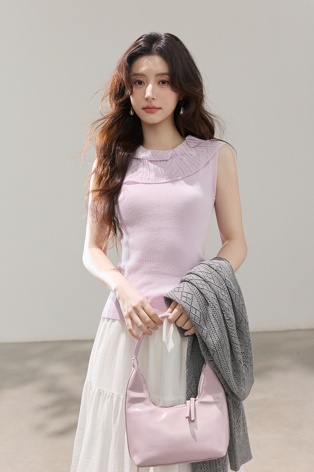 Knit Shirt+Tank Top Set