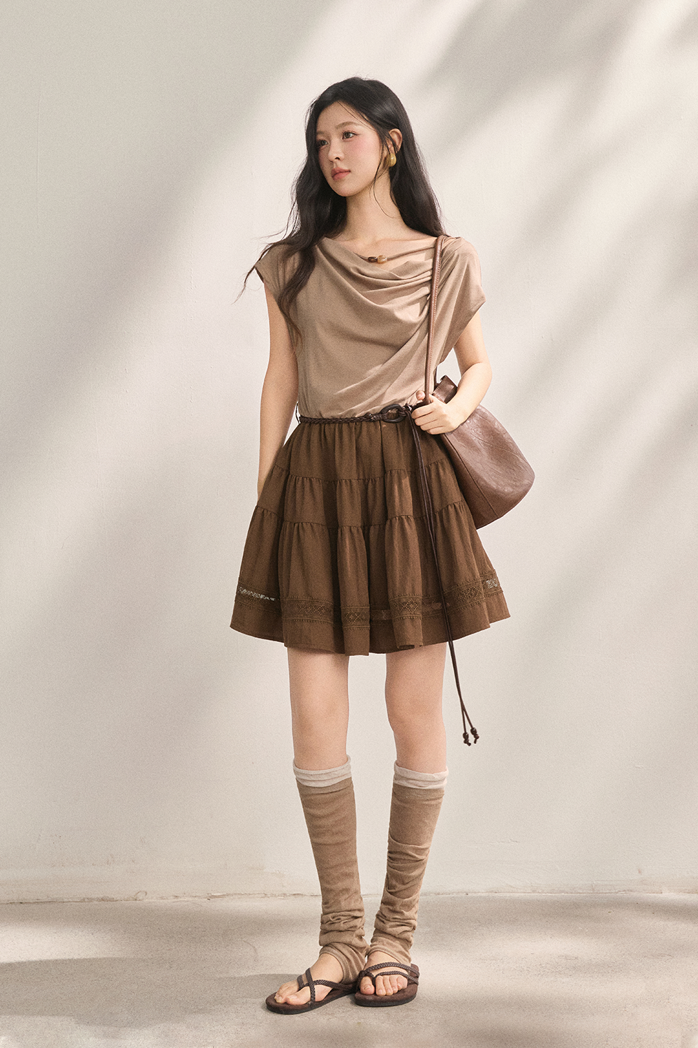 A-line Midi Dress+Belt for Women