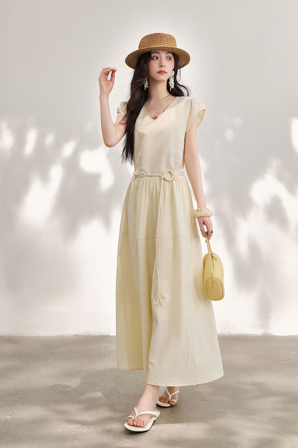 Maxi Dress+Belt+Necklace for Women