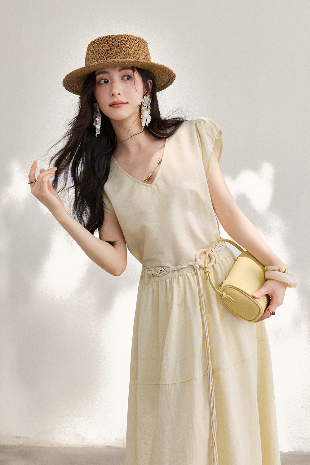 Maxi Dress+Belt+Necklace for Women