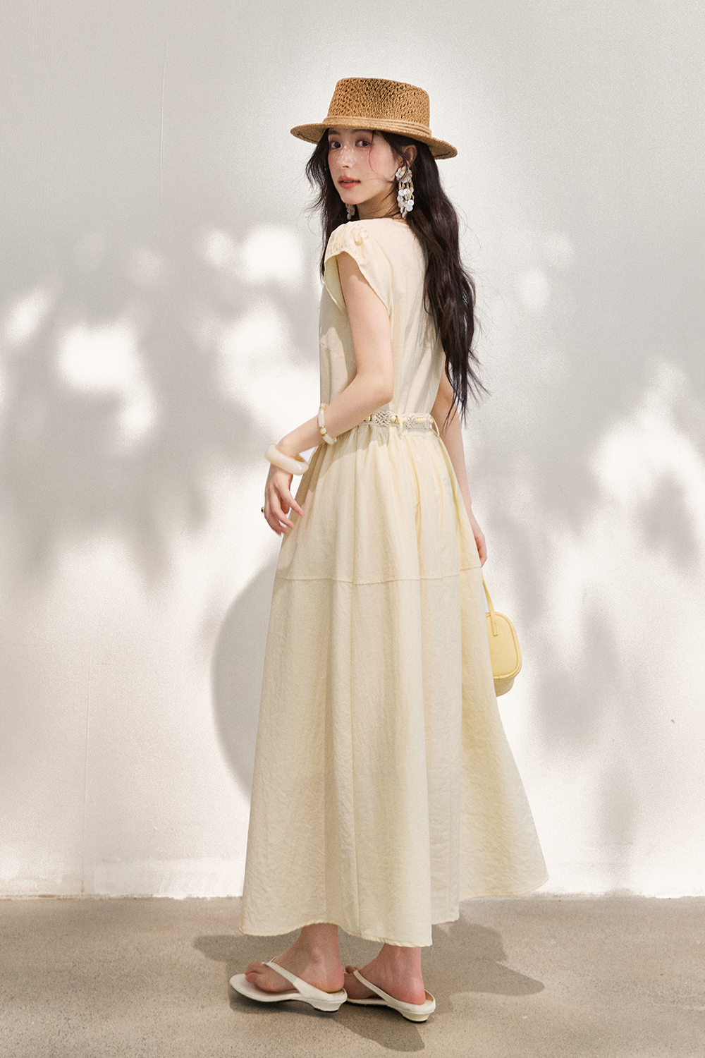 Maxi Dress+Belt+Necklace for Women