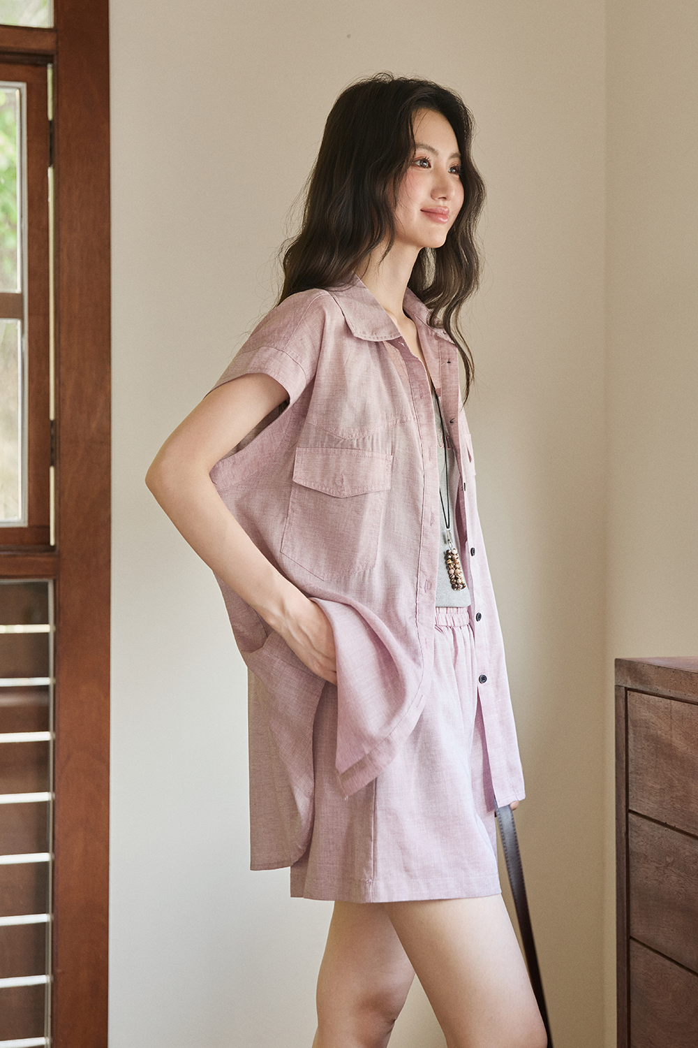 Shirt+Suspender Top+ Shorts Set