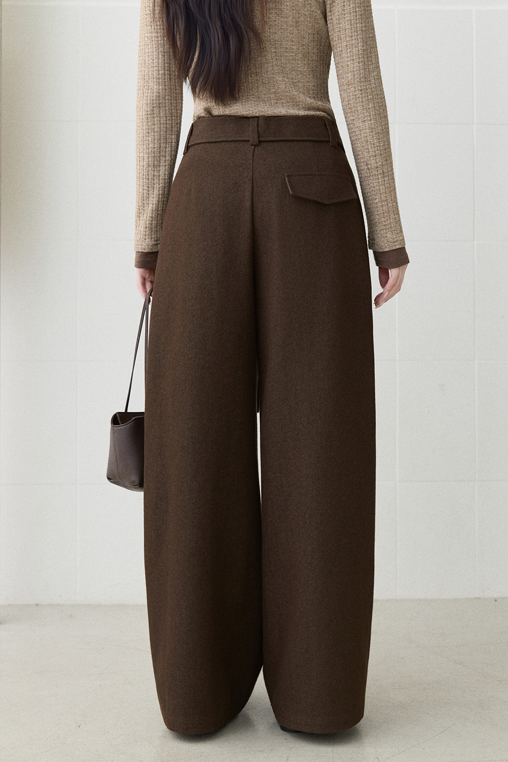 Wide-leg Pants+Belt for Women