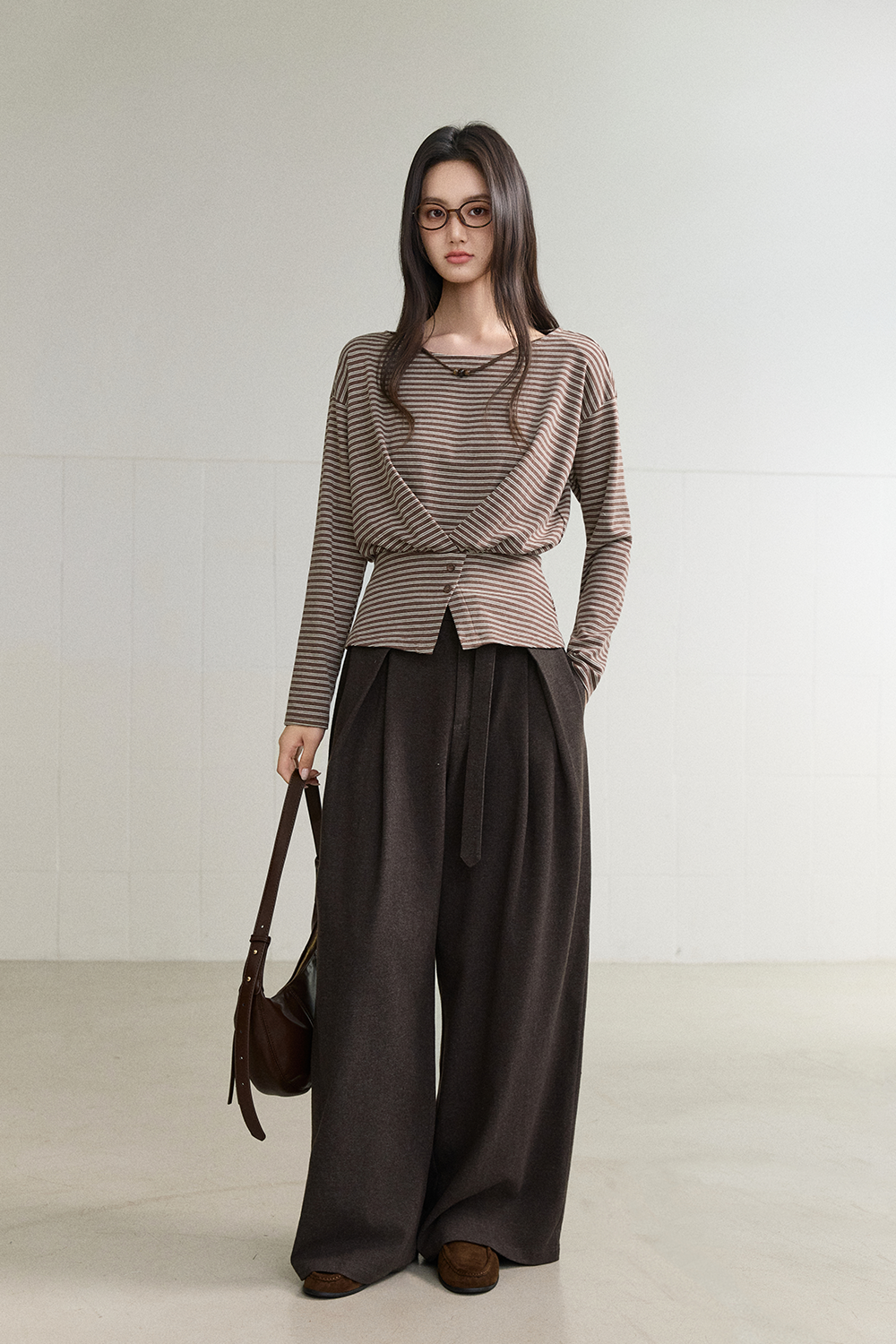 Wide-leg Pants+Belt for Women