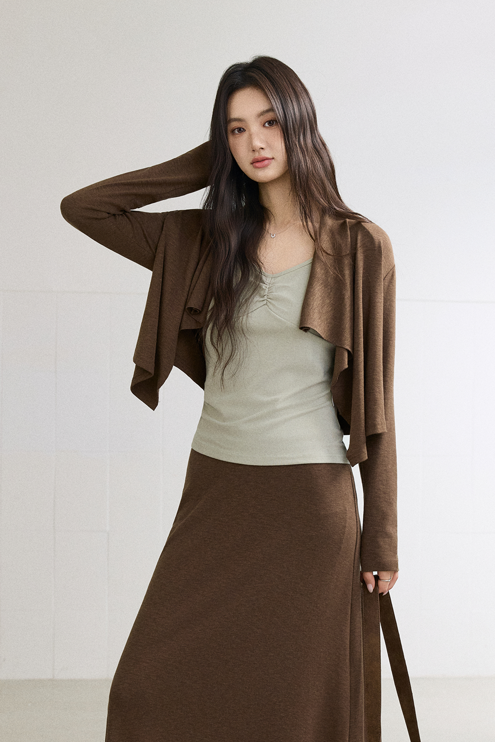 Spaghetti Strap Top + Coat + Skirt Set