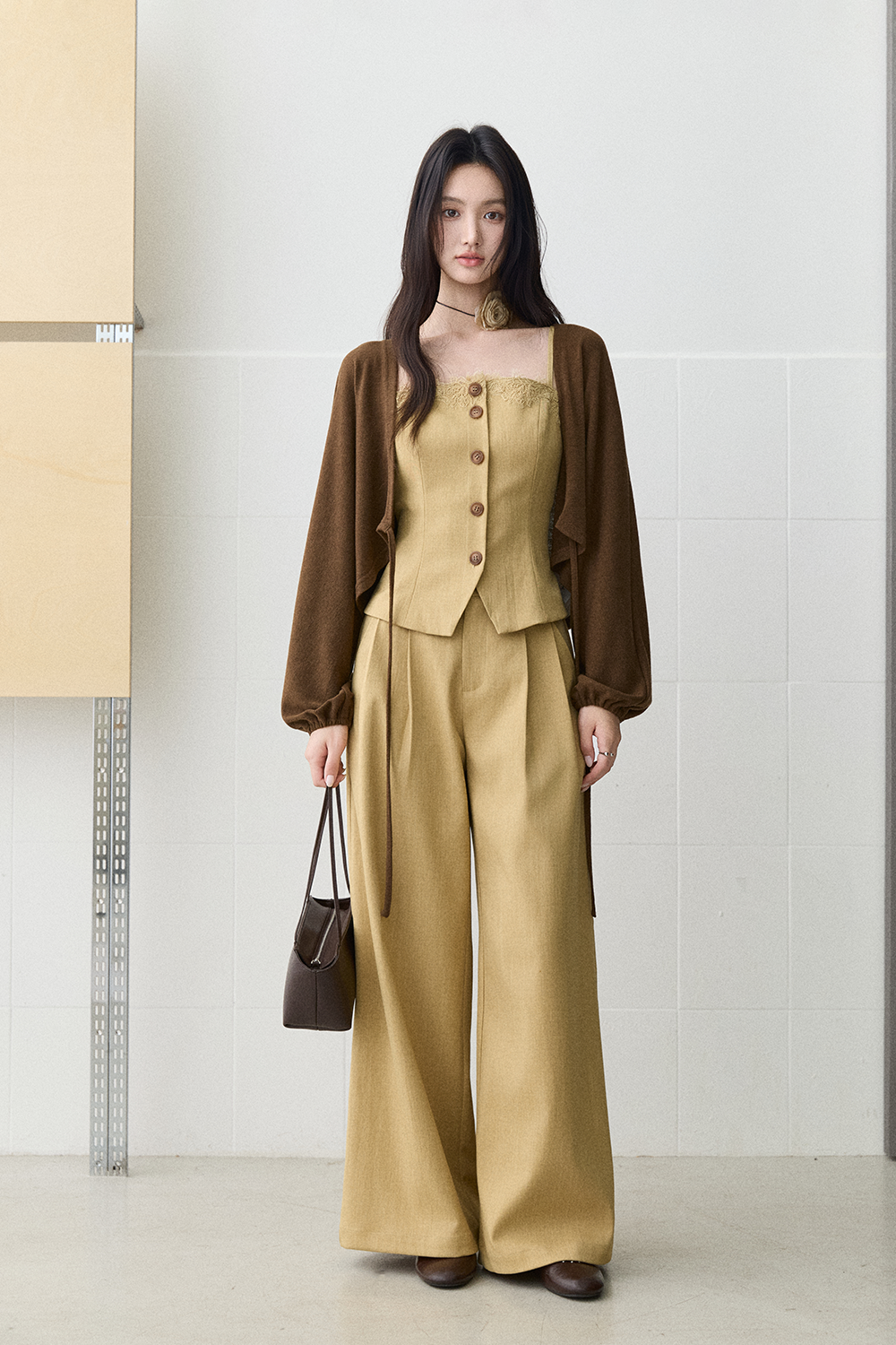 Spaghetti Strap Top + Coat + Pant Set
