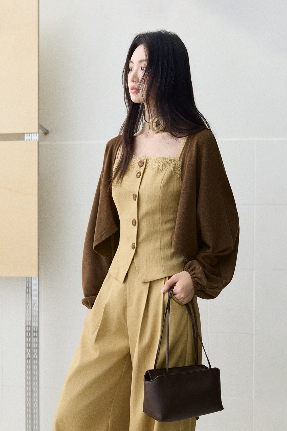 Spaghetti Strap Top + Coat + Pant Set