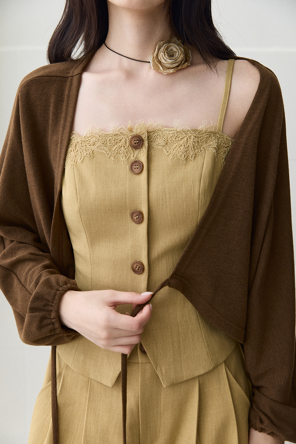Spaghetti Strap Top + Coat + Pant Set