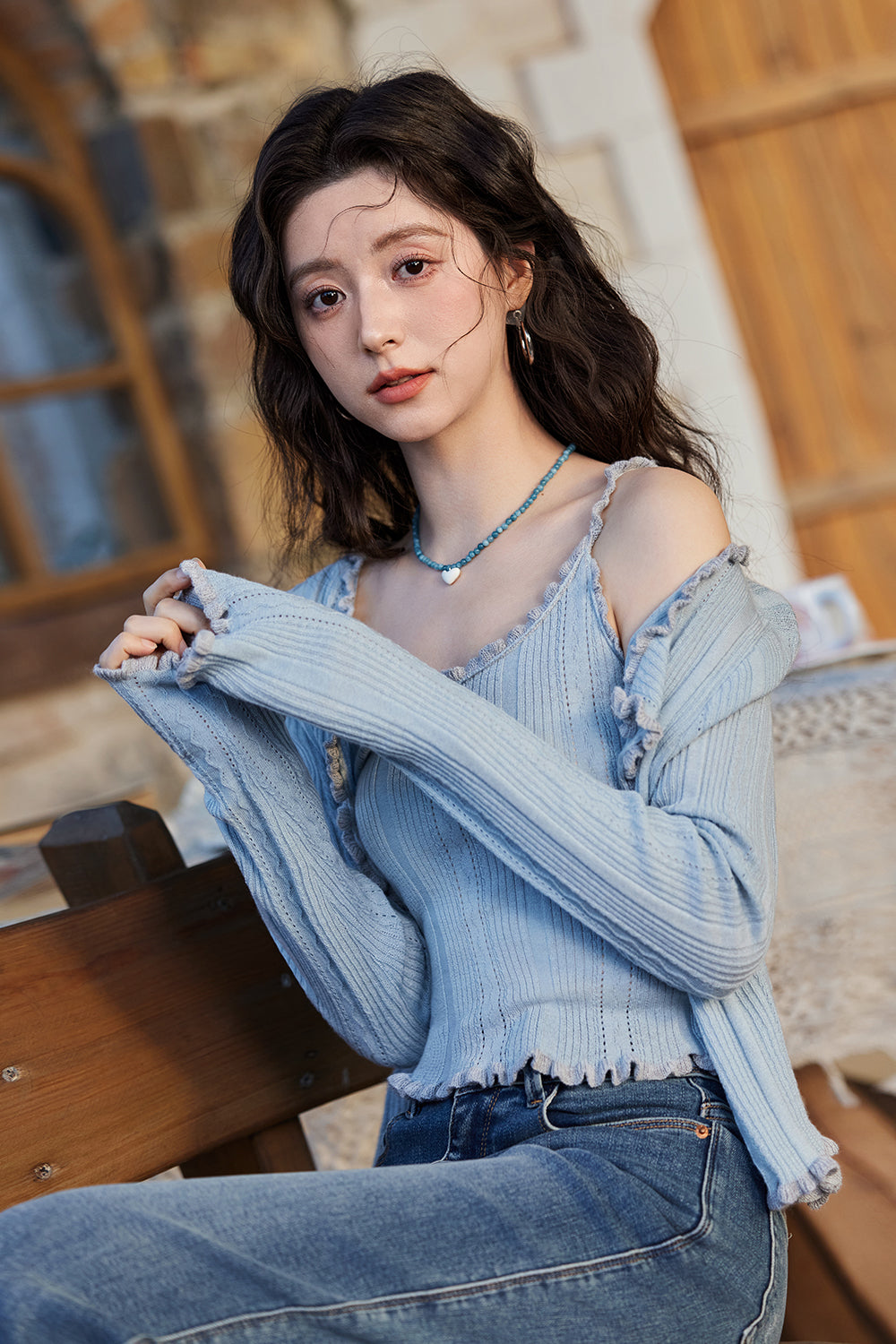 Spaghetti Strap Top and Cardigan Set