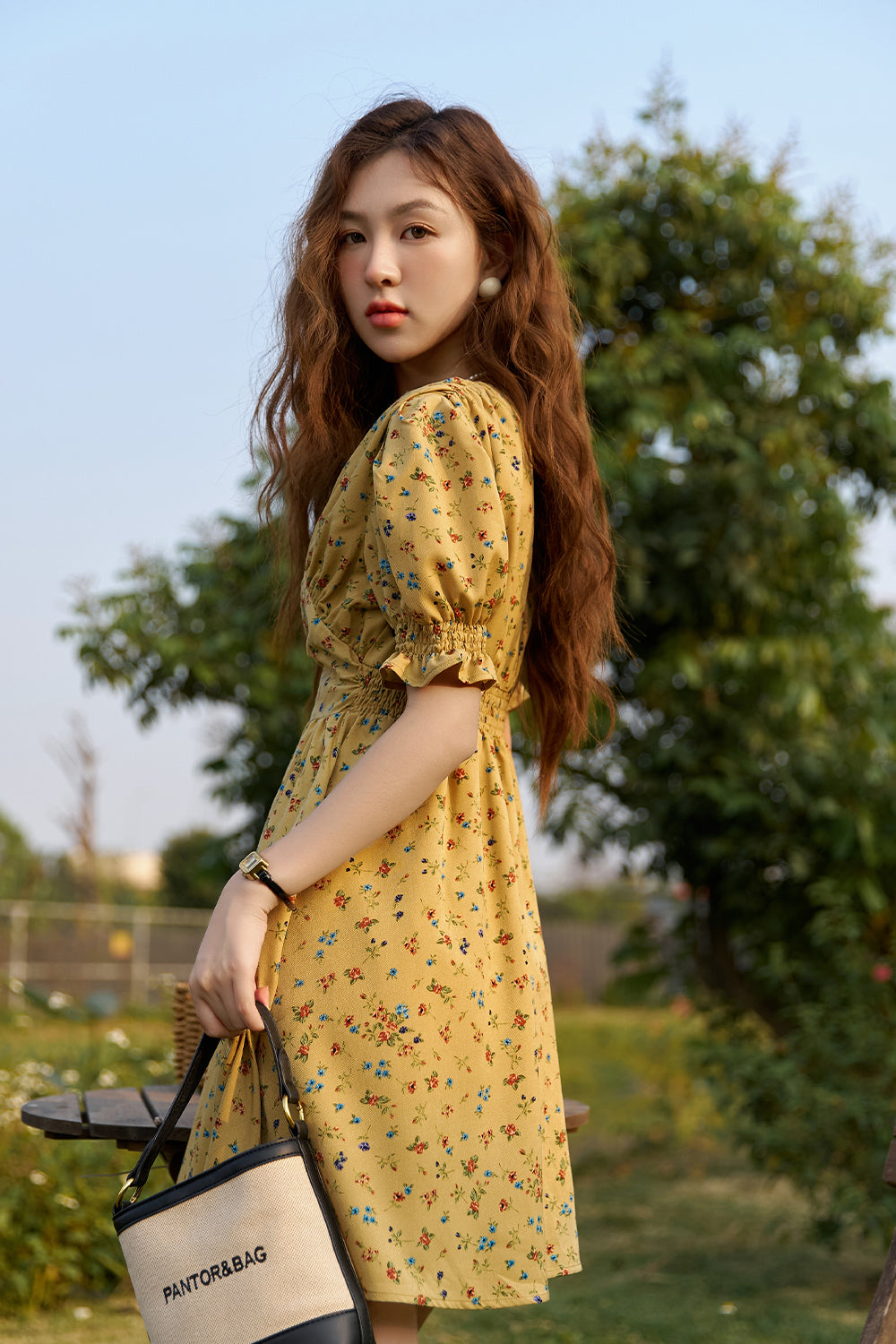 A-line Floral Midi Dress for Women
