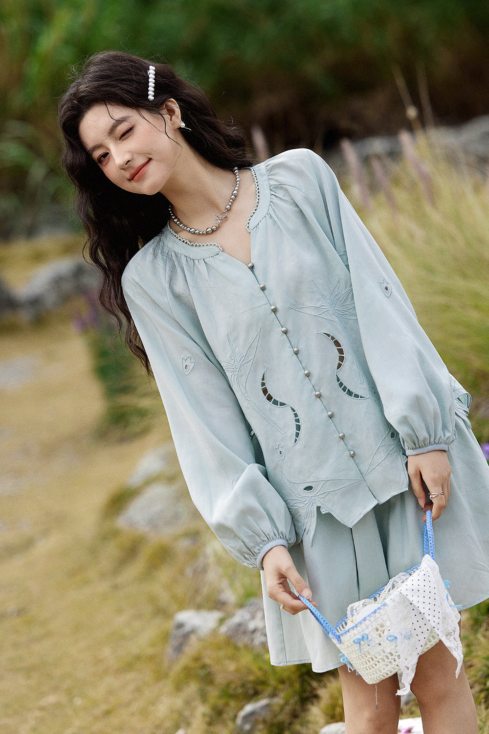 Blouse and Skirt Suit Set