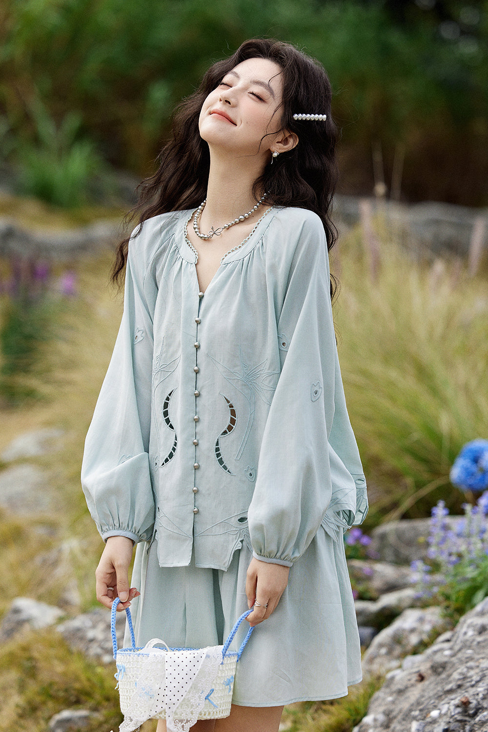 Blouse and Skirt Suit Set
