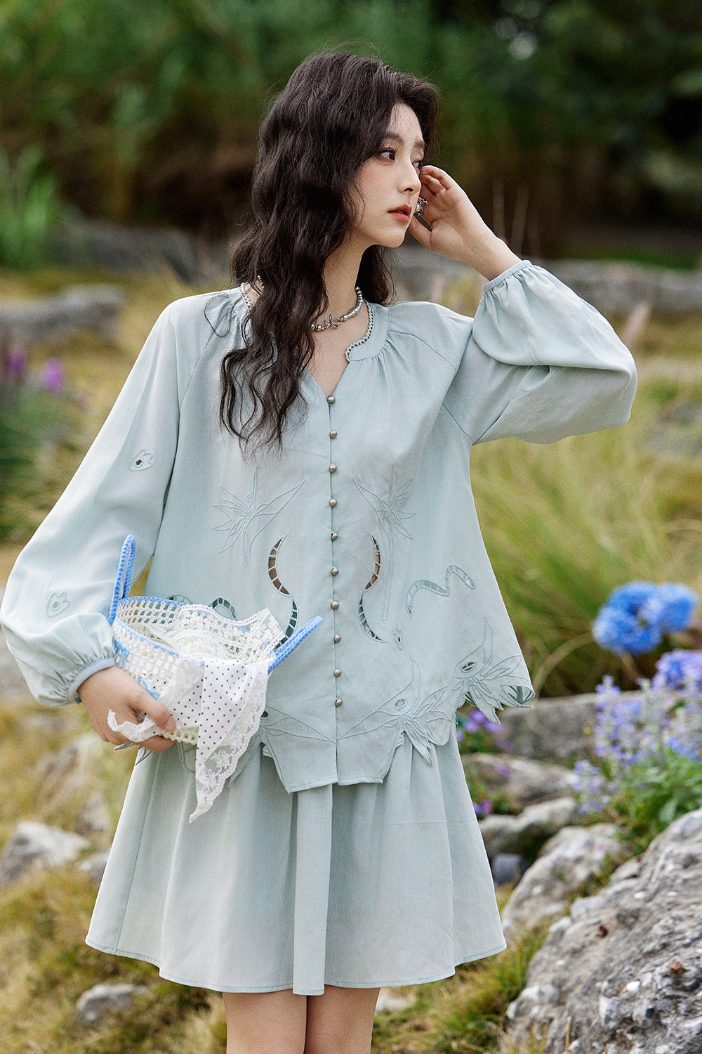 Blouse and Skirt Suit Set