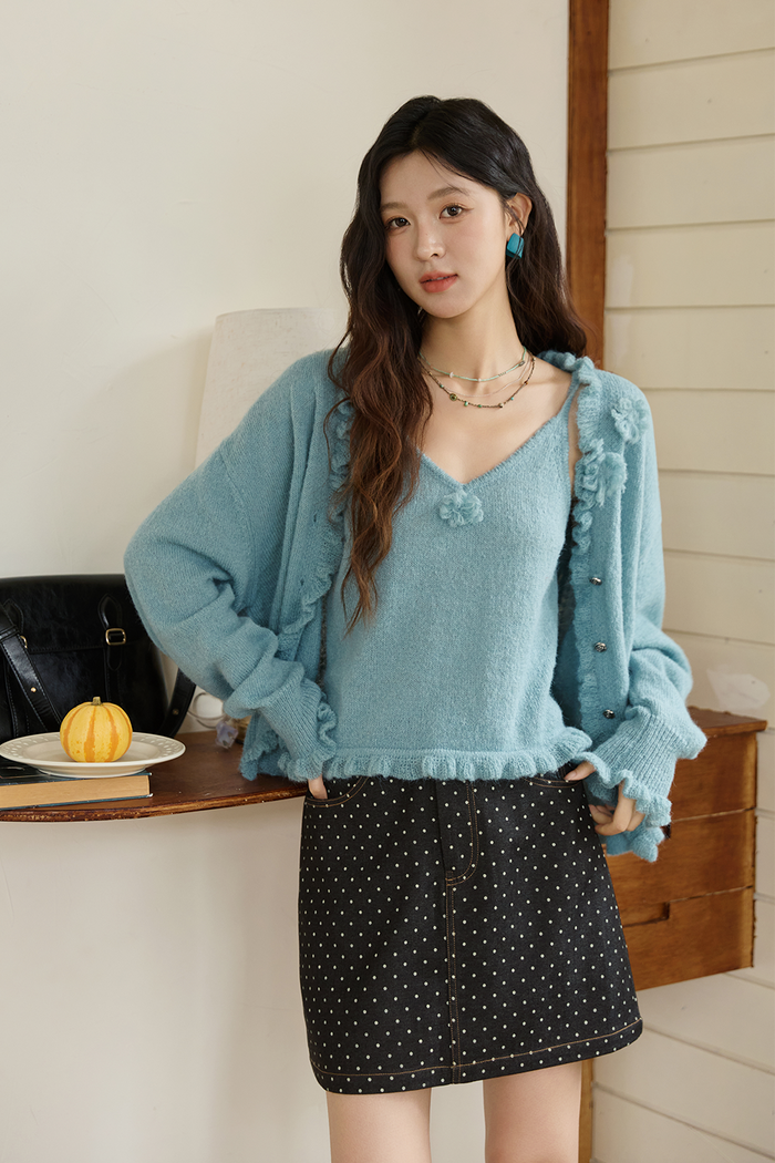 Spaghetti Strap Top and Cardigan Set