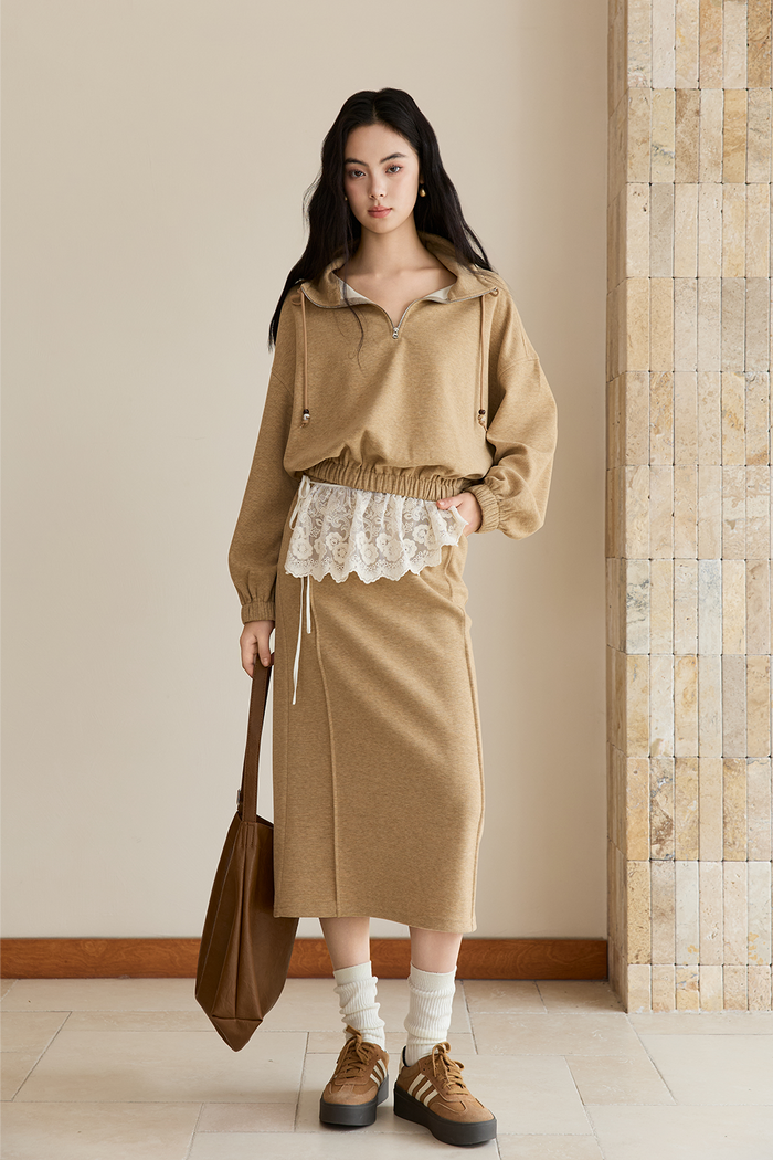Sweatshirt and Skirt Suit Set
