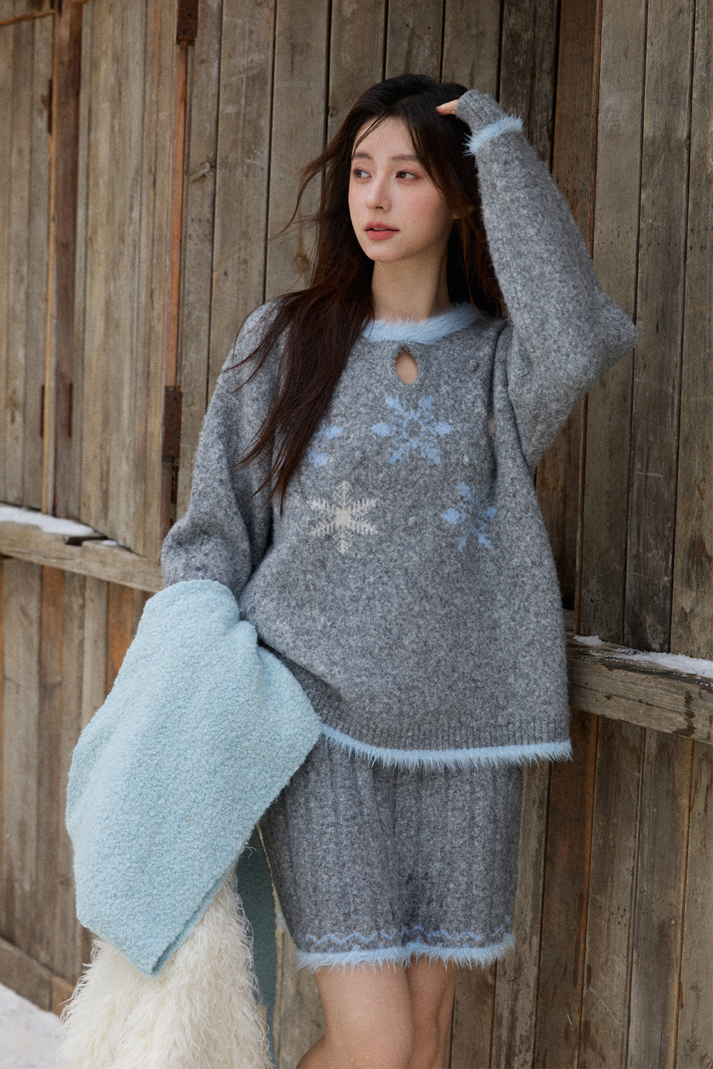 Knit Shirt and Skirt Set for Women