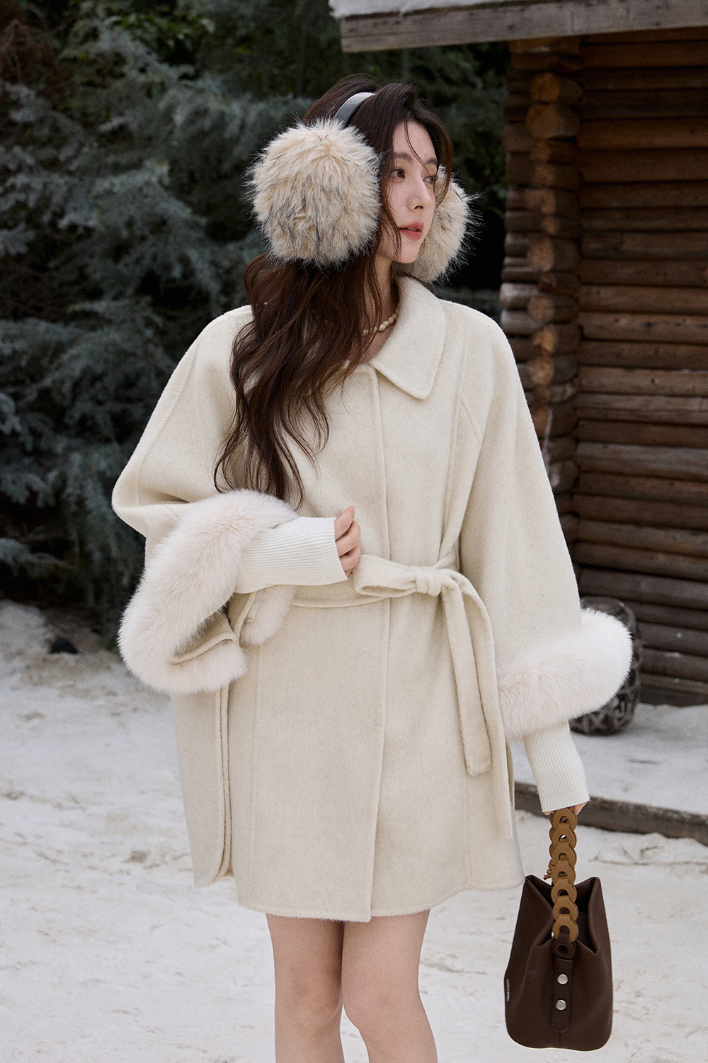 Woolen Coat+Belt for Women