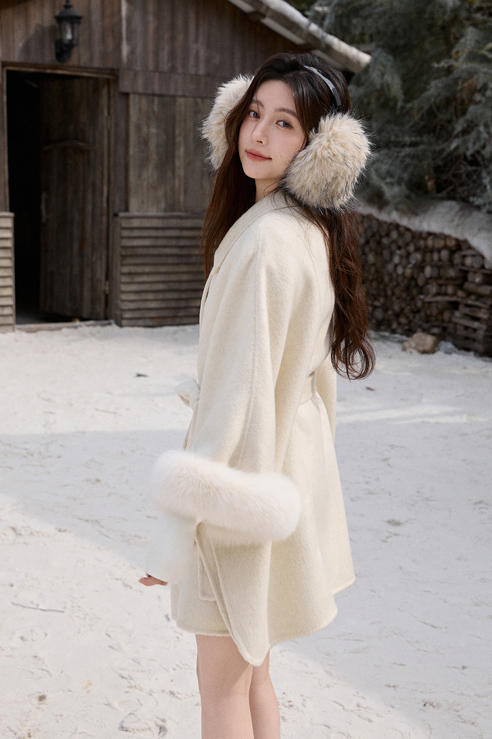Woolen Coat+Belt for Women