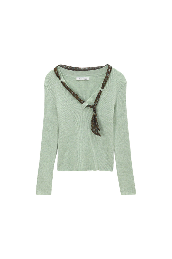Knit Shirt+Silk Scarf for Women