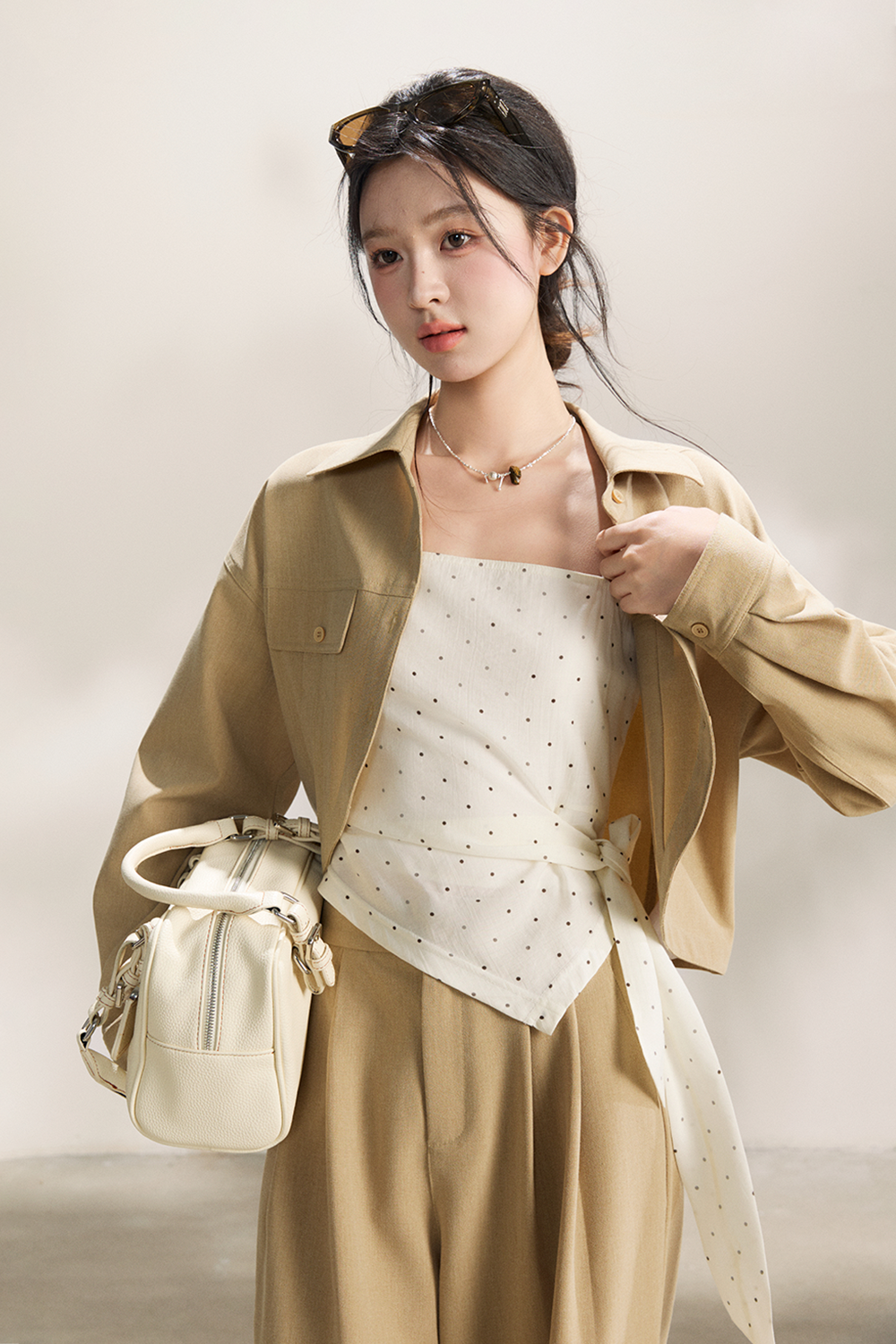 Spaghetti Strap Top + Coat + Pant Set