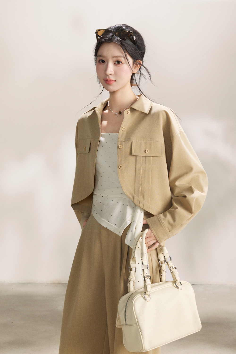 Spaghetti Strap Top + Coat + Pant Set