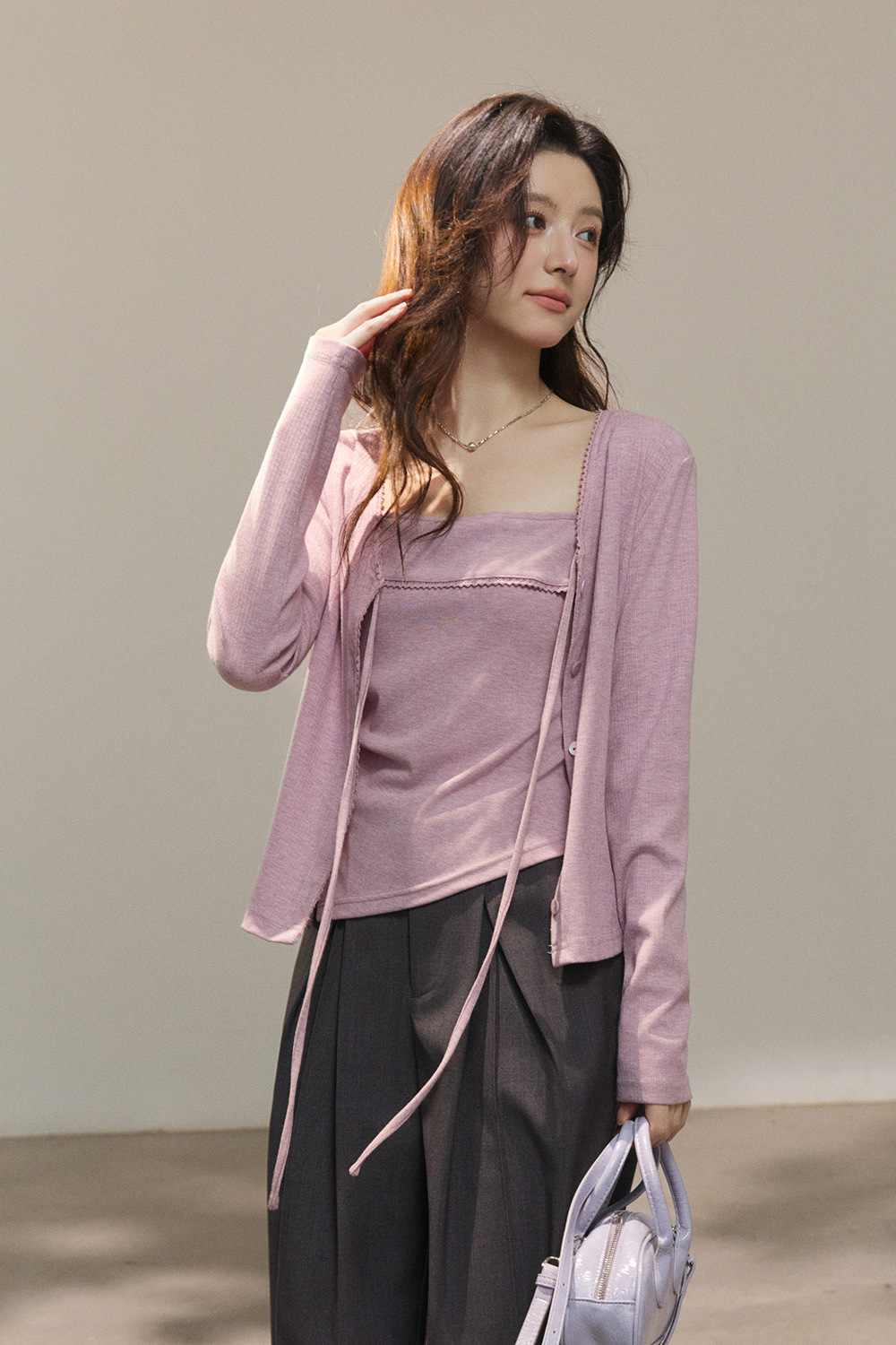 Spaghetti Strap Top and Cardigan Set