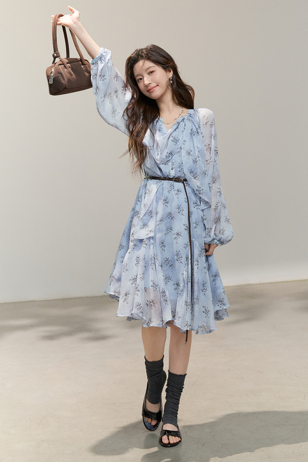 Midi Dress+Belt for Women