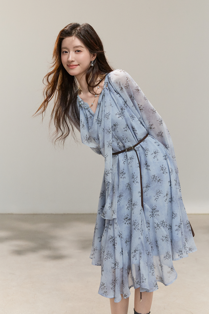 Midi Dress+Belt for Women