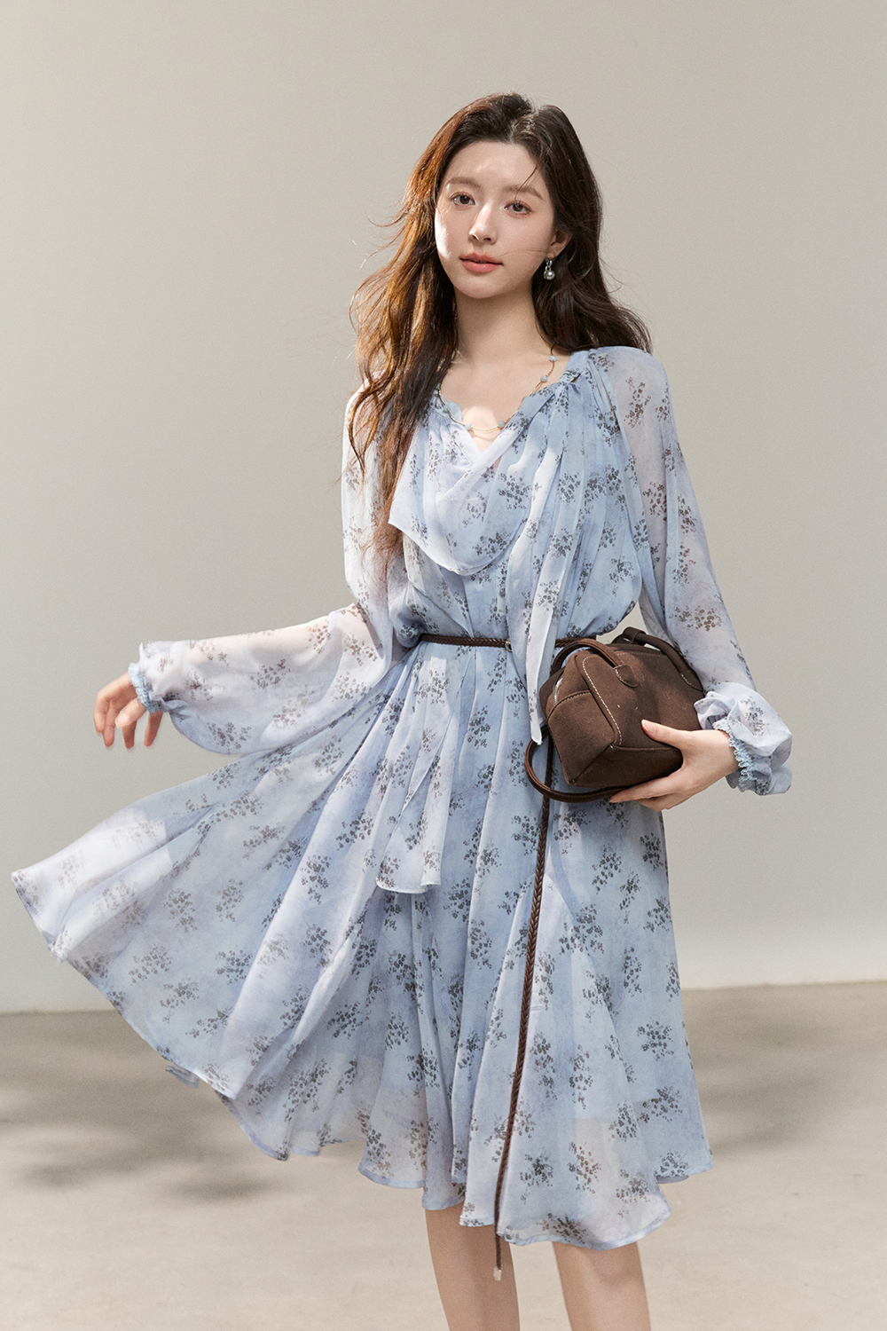 Midi Dress+Belt for Women