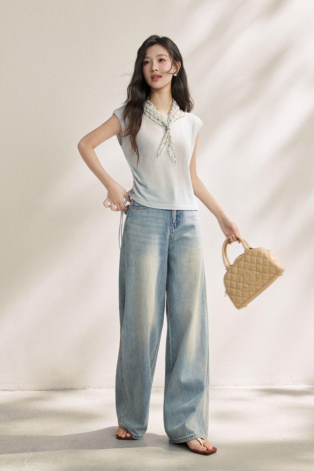 T-shirt+Silk Scarf for Women