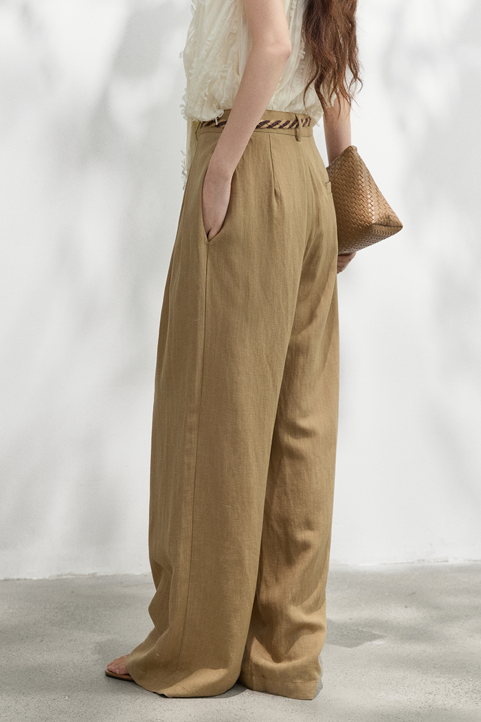 Wide-leg Pants+Belt for Women
