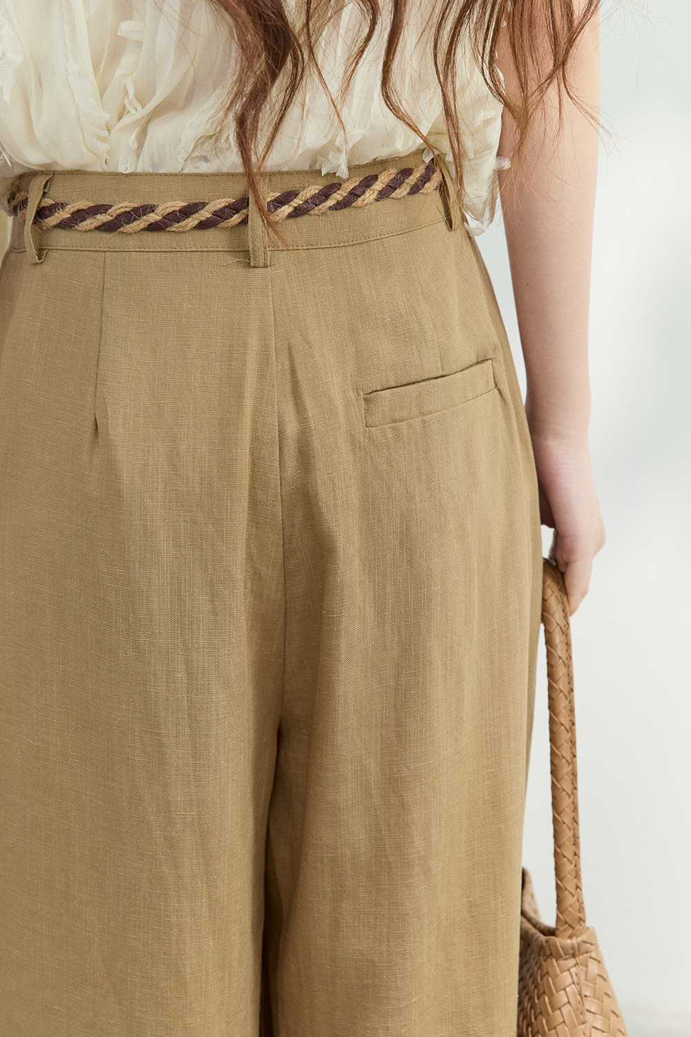 Wide-leg Pants+Belt for Women