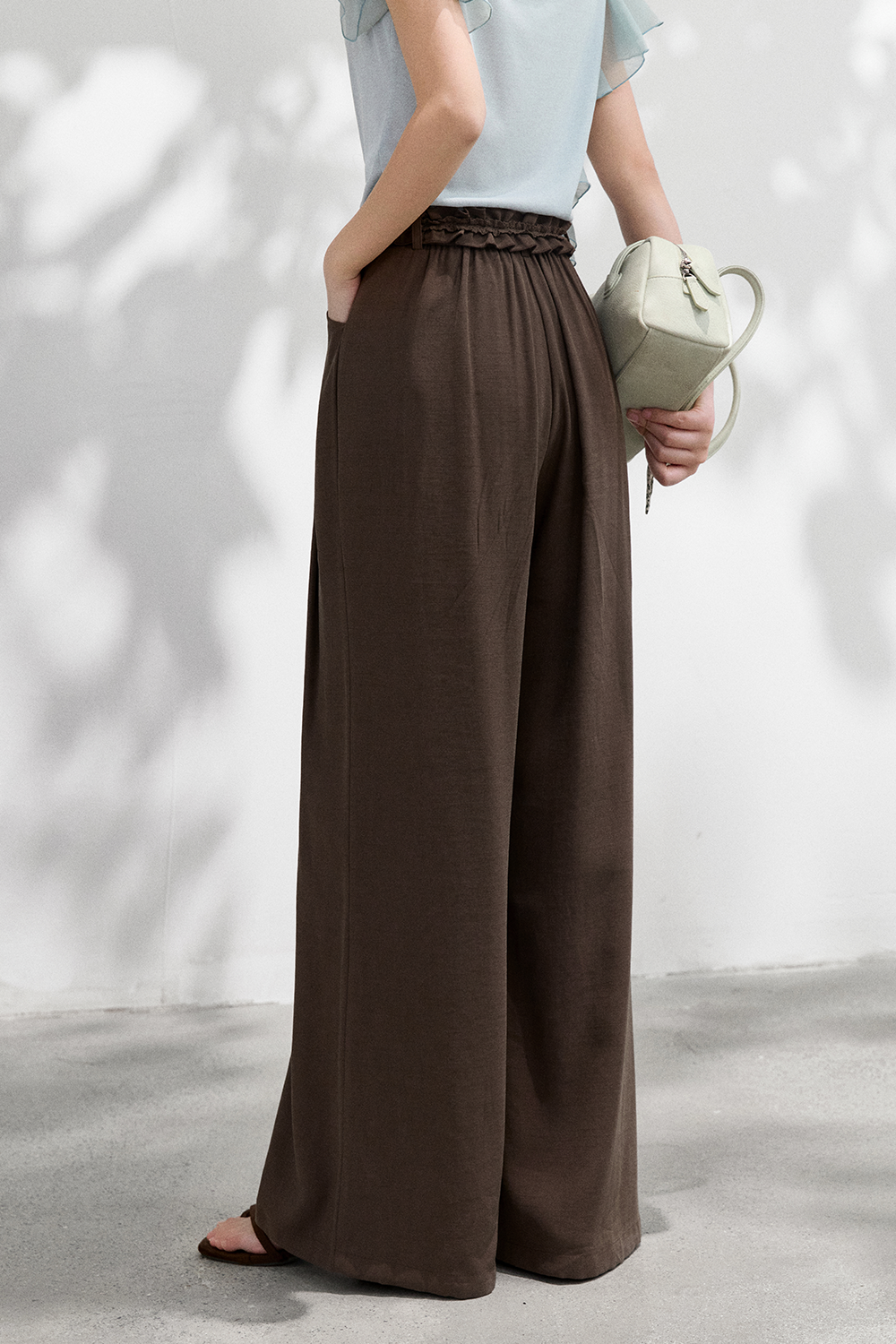 Wide-leg Pants+Belt for Women