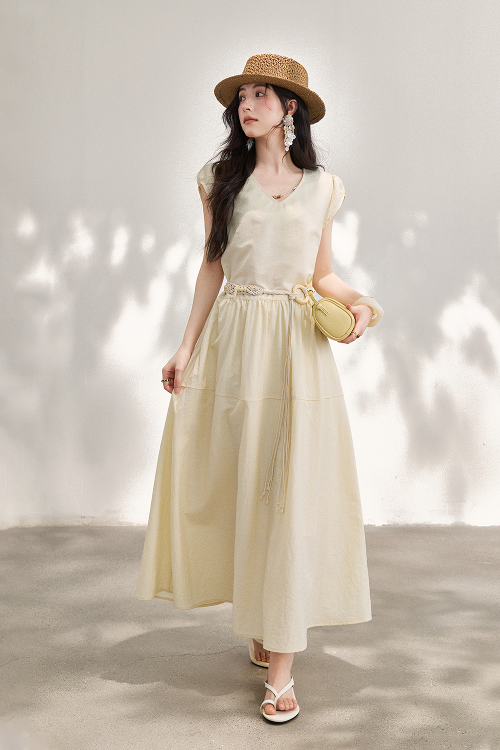 Maxi Dress+Belt+Necklace for Women