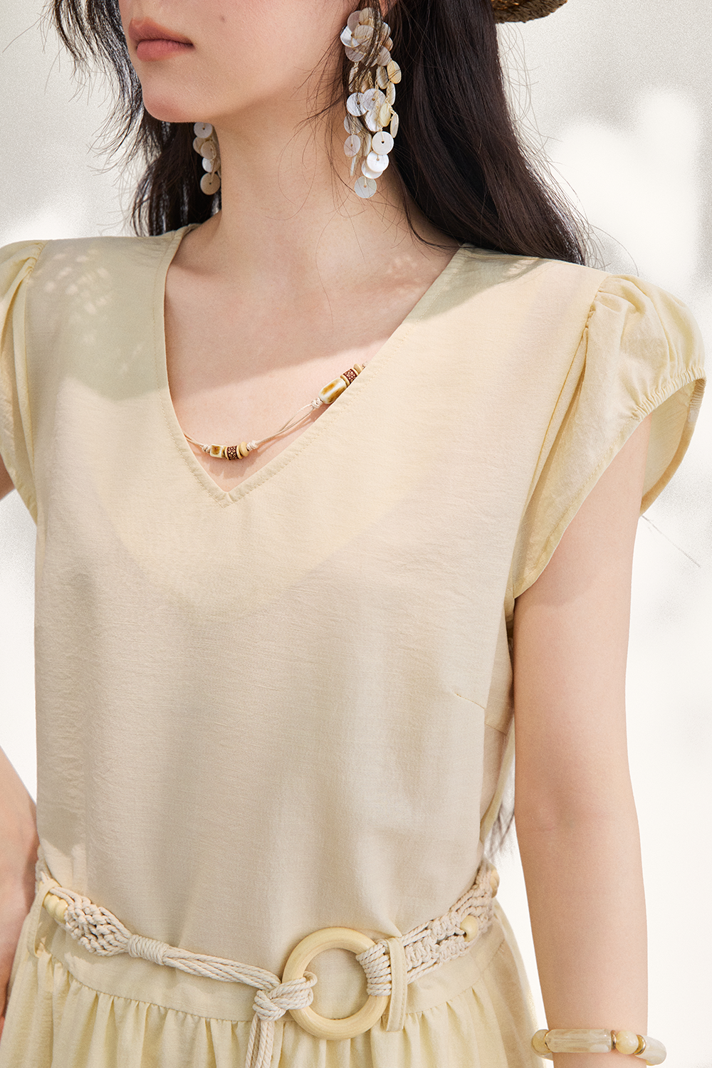 Maxi Dress+Belt+Necklace for Women