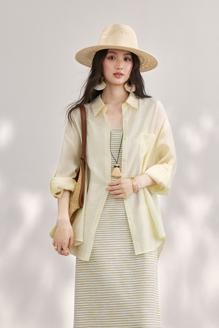 Spaghetti Strap Dress and Shirt Set