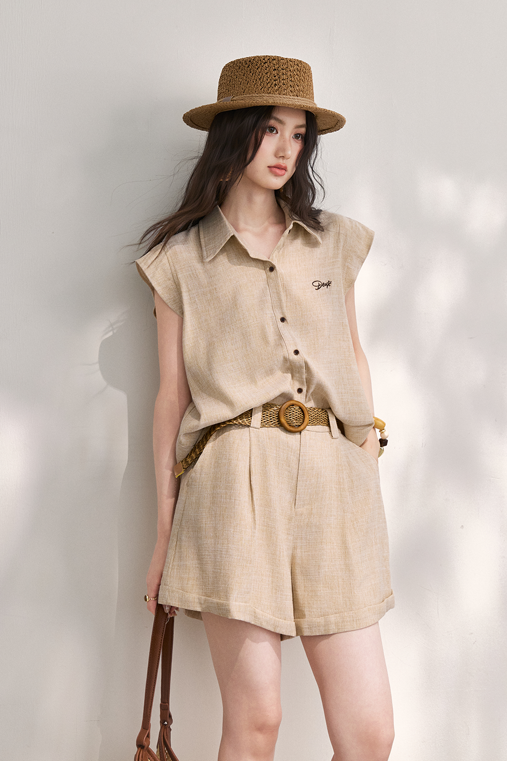 Blouse and Shorts Set+Belt