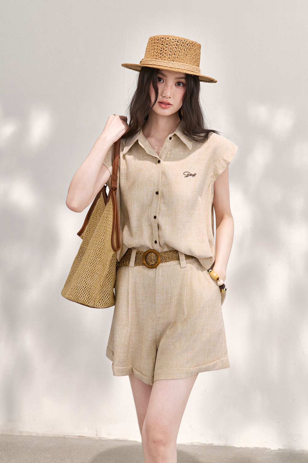 Blouse and Shorts Set+Belt