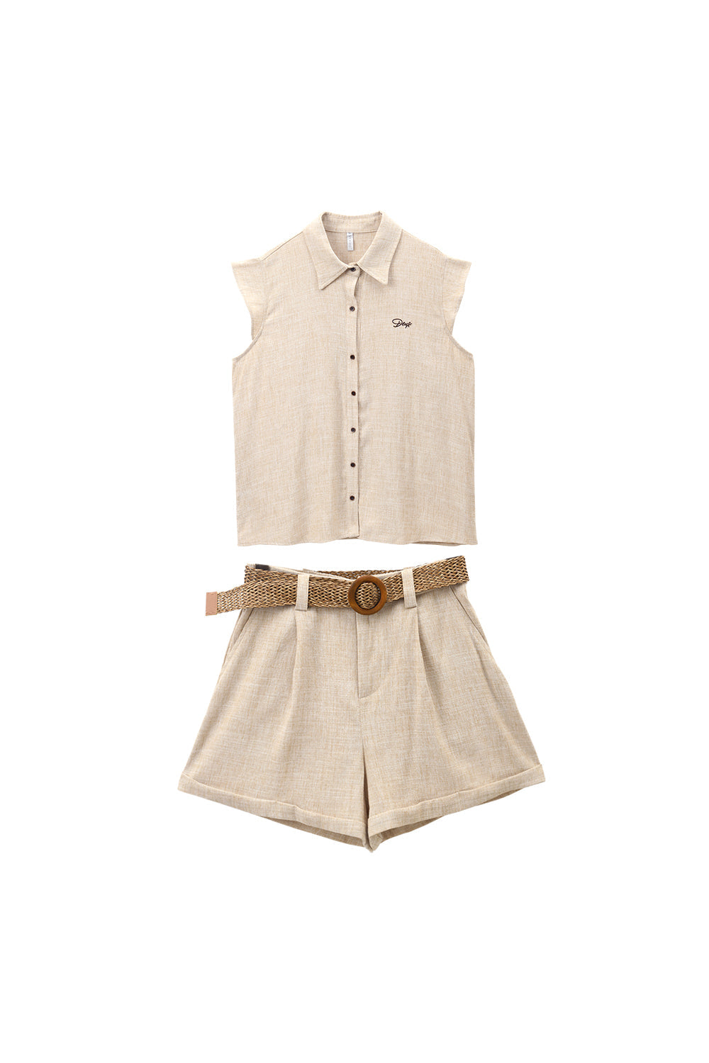 Blouse and Shorts Set+Belt