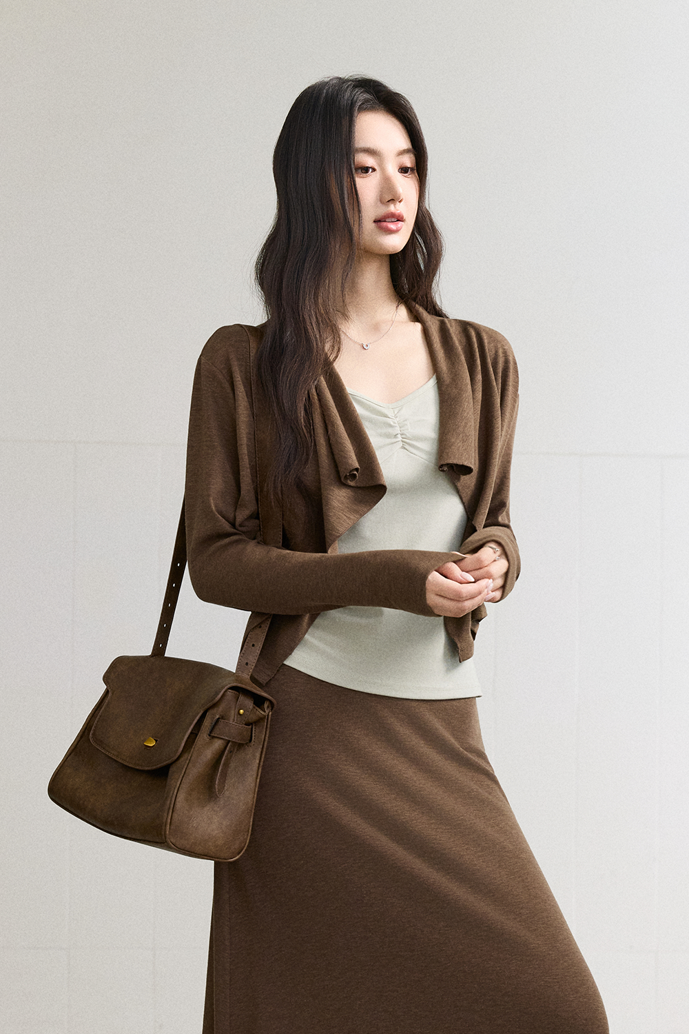 Spaghetti Strap Top + Coat + Skirt Set