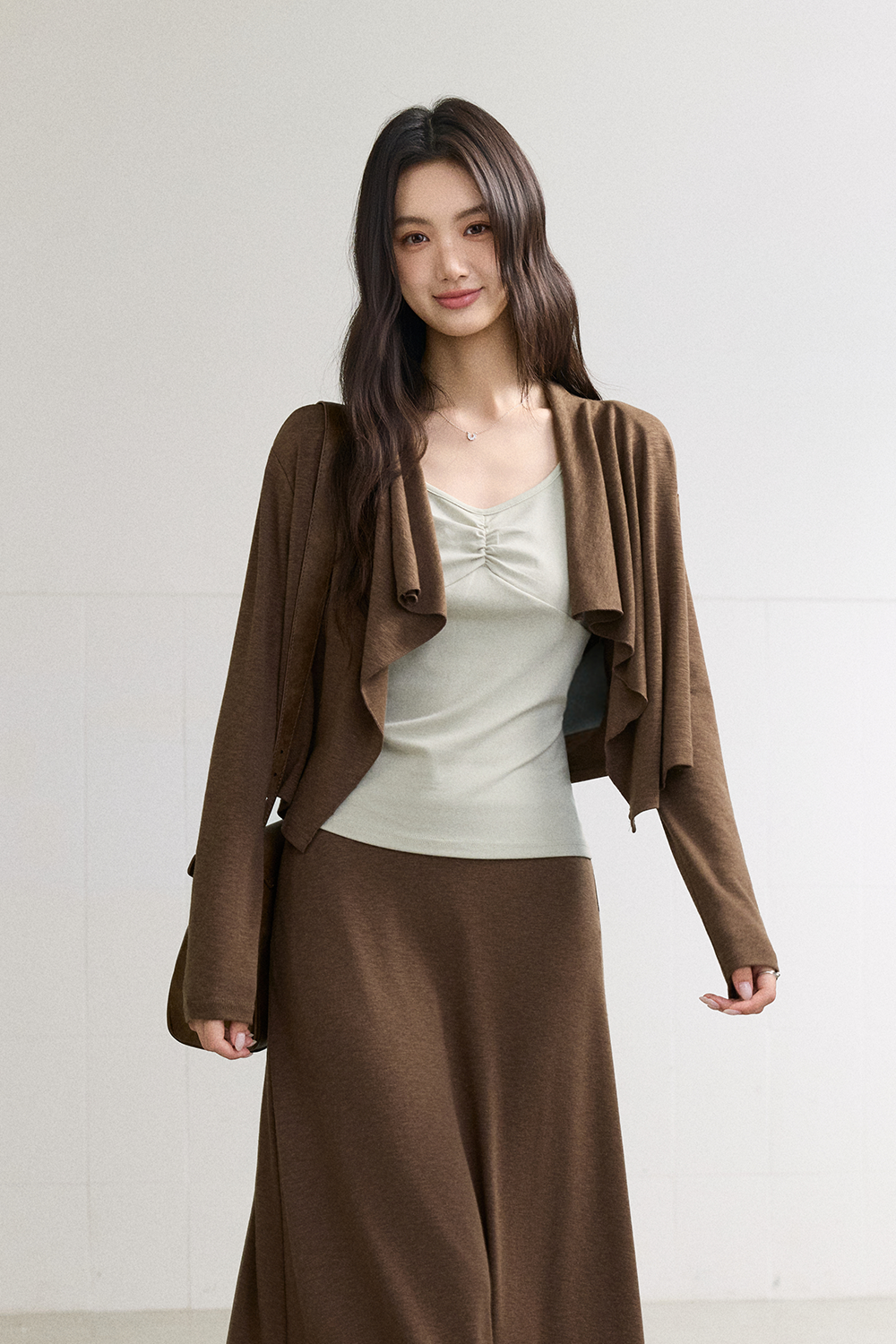 Spaghetti Strap Top + Coat + Skirt Set