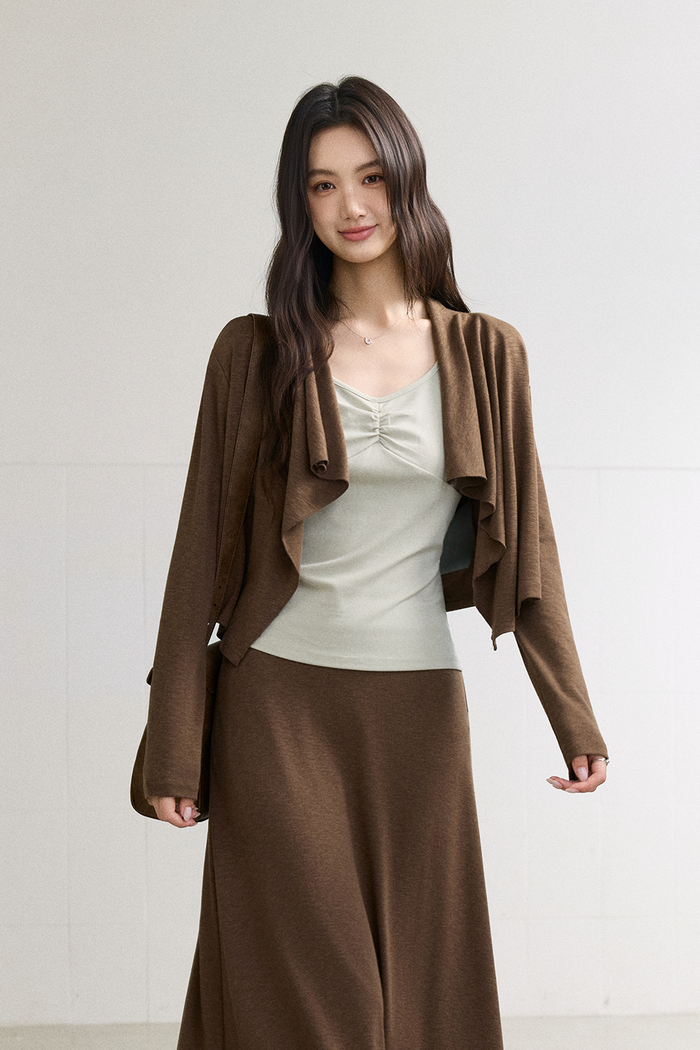 Spaghetti Strap Top + Coat + Skirt Set
