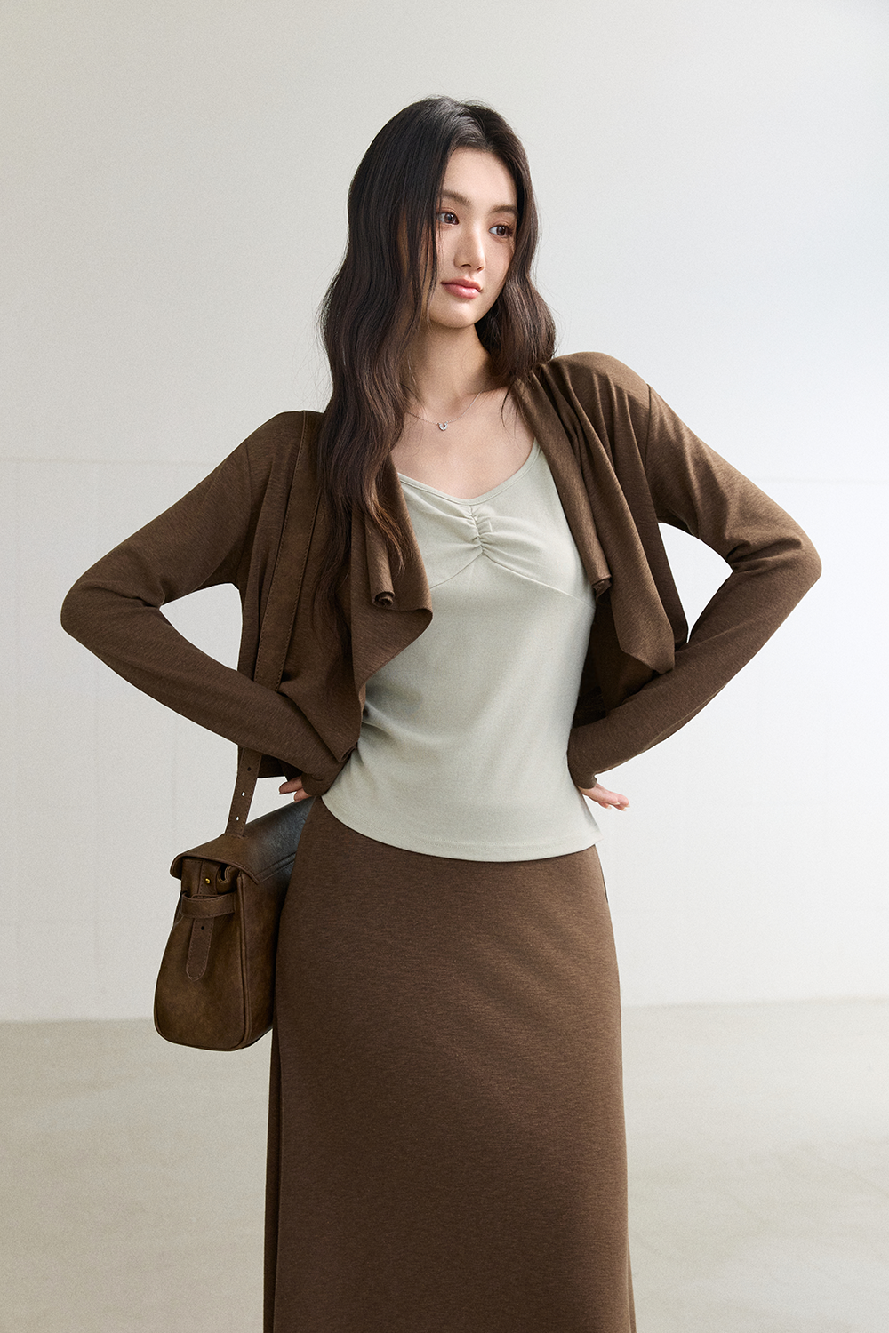 Spaghetti Strap Top + Coat + Skirt Set