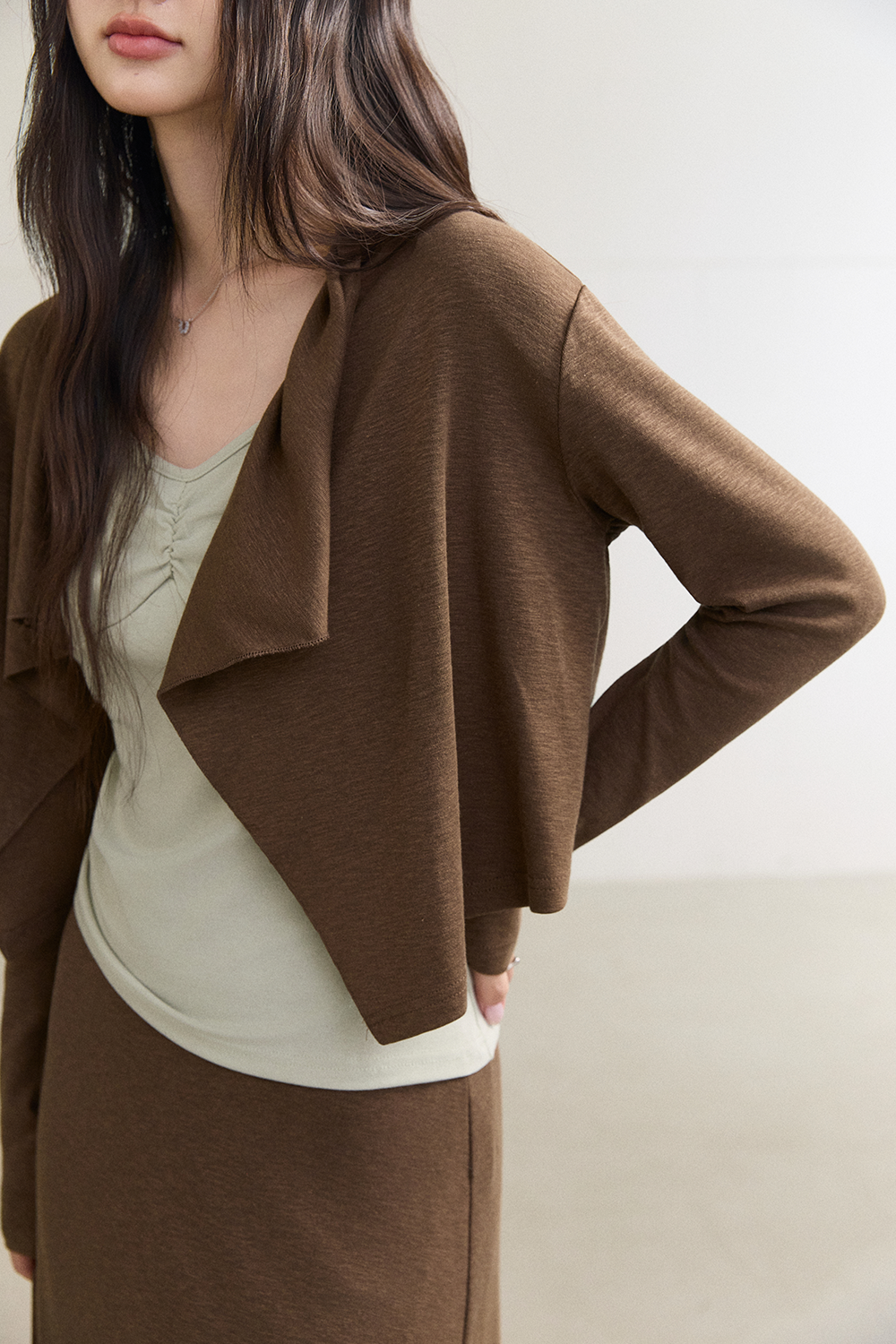 Spaghetti Strap Top + Coat + Skirt Set